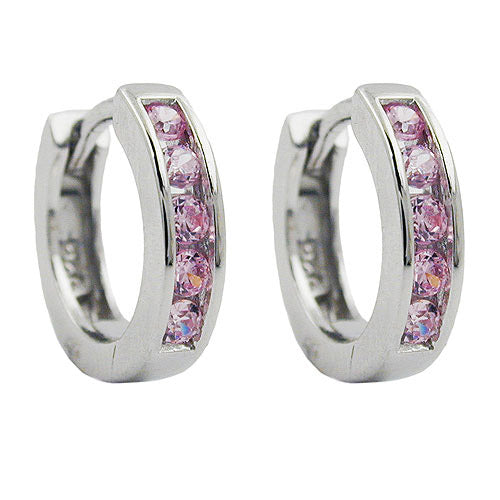 Creolen Zirkonia rosa Silber 925