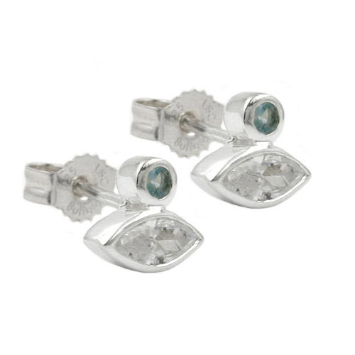 Ohrstecker Zirkonia mit synth Aquamarin 925