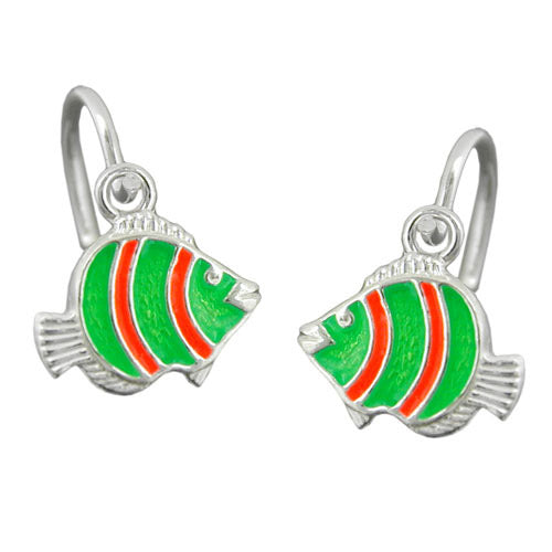 Ohrringe Brisur Clownfisch grün orange 925