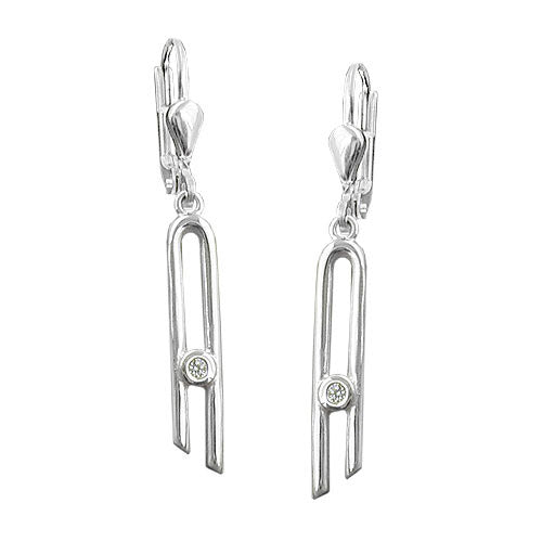Ohrringe Brisur schmal mit Zirkonia Silber 925