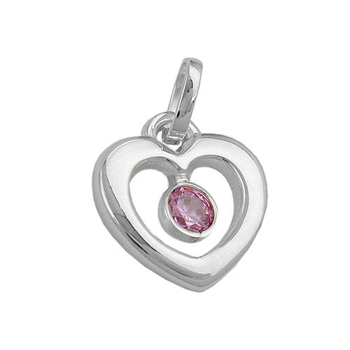 Anhänger Herz mit rosa Zirkonia 925
