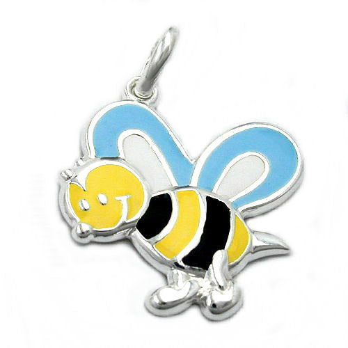Anhänger Biene gelb-schwarz Silber 925