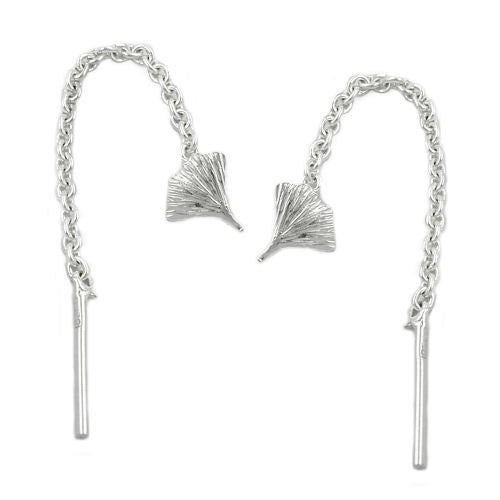Ohrringe Durchzieher 57mm Ginkgoblatt Silber 925
