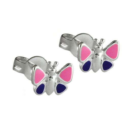 Ohrstecker Schmetterling lila Silber 925