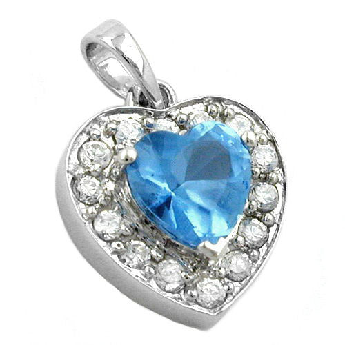 Anhänger Herz Zirkonia blue Silber 925