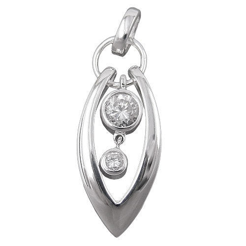 Anhänger 2x Zirkonia glänzend Silber 925