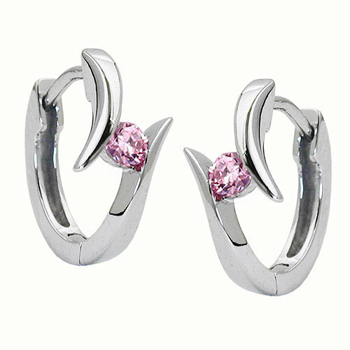 Creolen Zirkonia-pink rhod. Silber 925