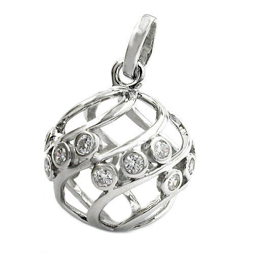Anhänger 22mm Kugel Zirkonia Silber 925