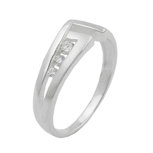 Ring 7mm mit 3 Zirkonia Silber 925