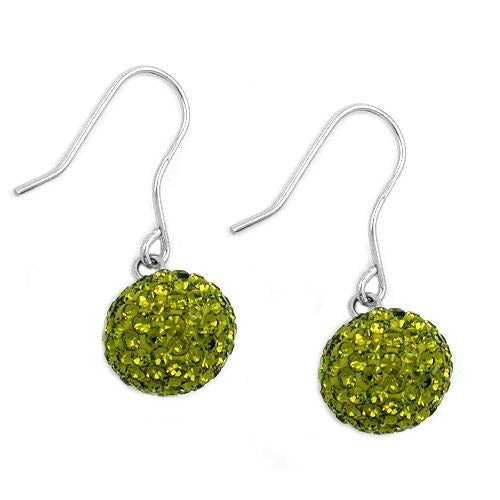 Ohrringe Ohrhaken 12mm Strass oliv Silber 925
