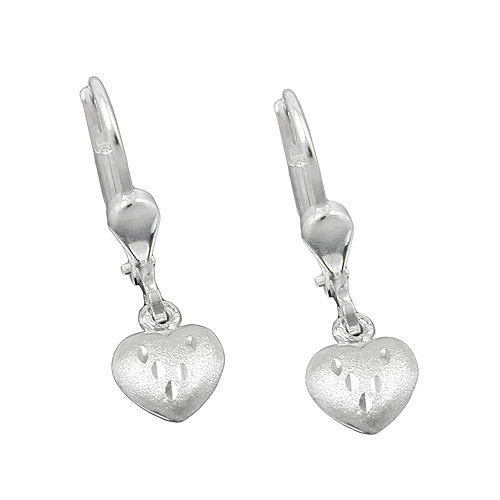 Ohrringe Brisur Herz matt-diamantiert Silber 925