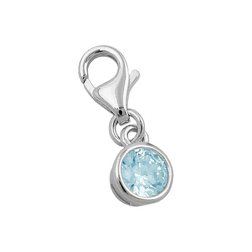 Charm Glas-aquablau Silber 925