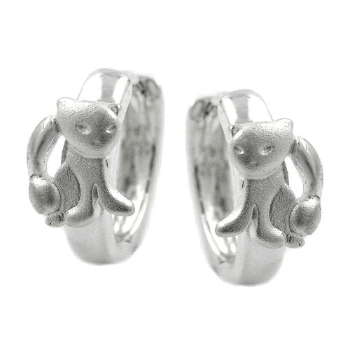 Creolen Katze matt-glänzend Silber 925