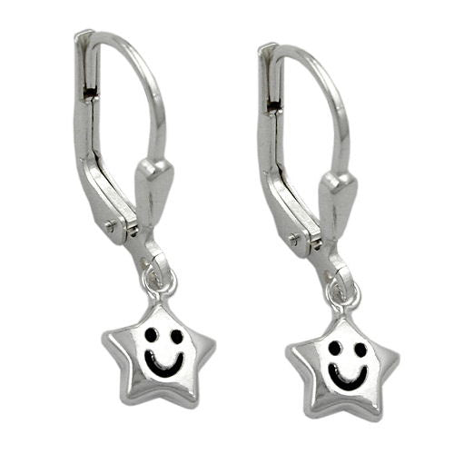 Ohrringe Brisur Stern mit Gesicht Silber 925