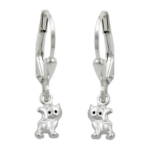 Ohrringe Brisur Katze matt-glänzend Silber 925