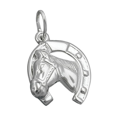 Anhänger Pferd mit Hufeisen Silber 925