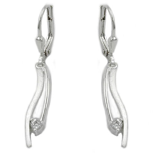 Ohrringe Brisur Zirkonia matt-glänzend Silber 925