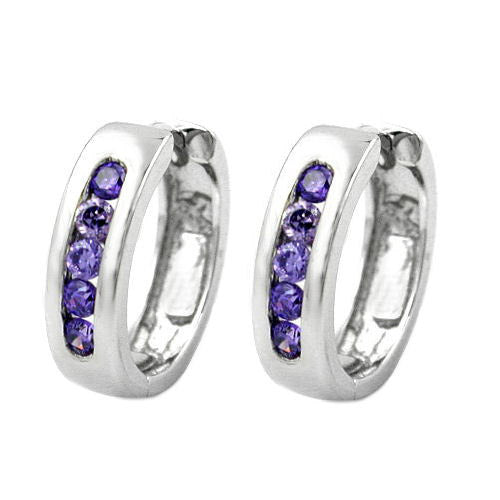 Creolen Zirkonia amethyst Silber 925