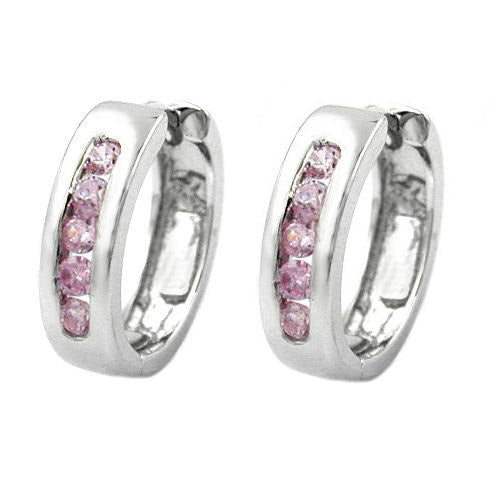 Creolen Zirkonia pink Silber 925