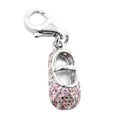 Charm Babyschuh rosa Silber 925