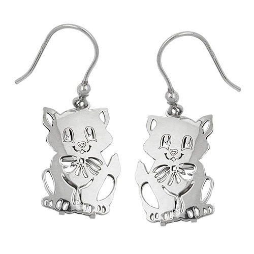 Ohrringe Ohrhaken Katze Silber 925