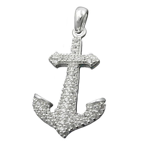 Anhänger Anker 23x14mm mit vielen Zirkonia Silber 925