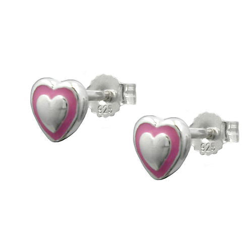 Ohrstecker kleines Herz rosa Silber 925
