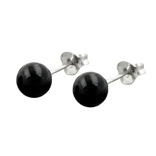 Ohrstecker ca. 6mm Onyx-Perle Silber 925
