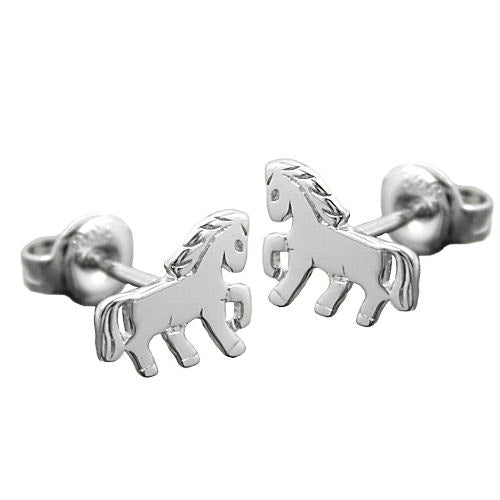 Ohrstecker Pferd glänzend Silber 925