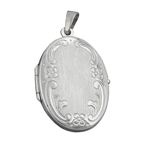 Anhänger Medaillon Blumenmuster oval Silber 925