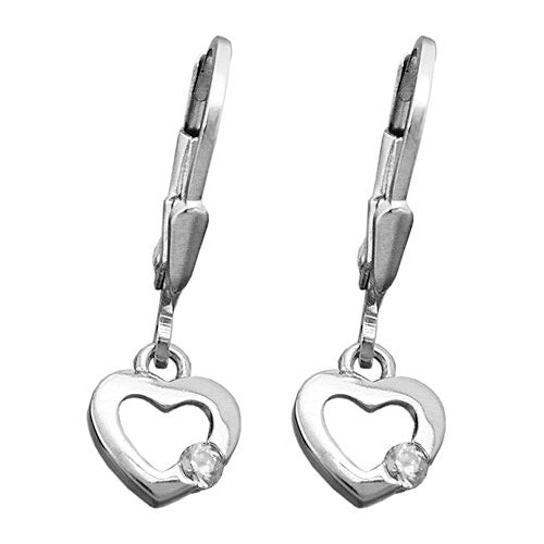 Ohrringe Brisur Herz Zirkonia weiß Silber 925