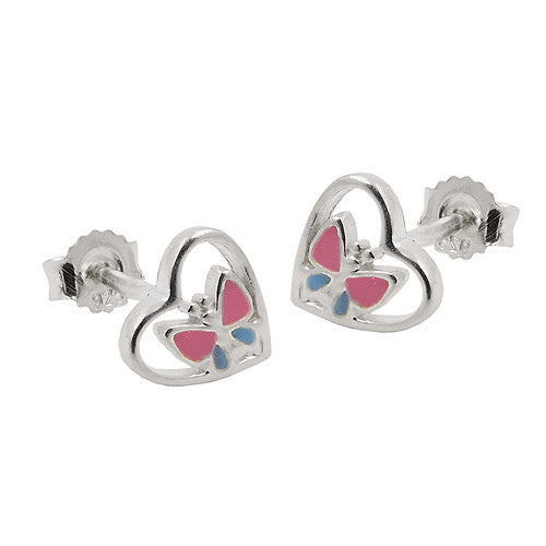 Ohrstecker Schmetterling im Herz Silber 925