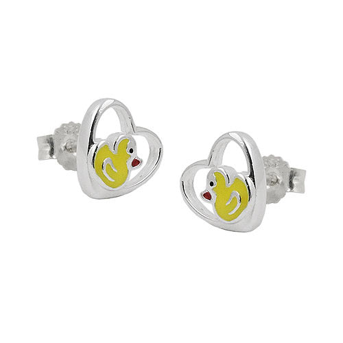 Ohrstecker kleine Ente im Herz Silber 925