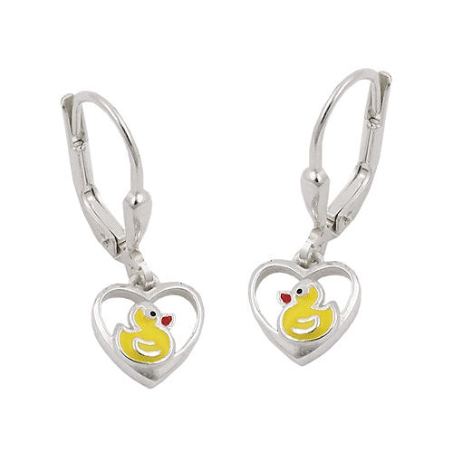 Ohrringe Brisur kleine Ente im Herz Silber 925