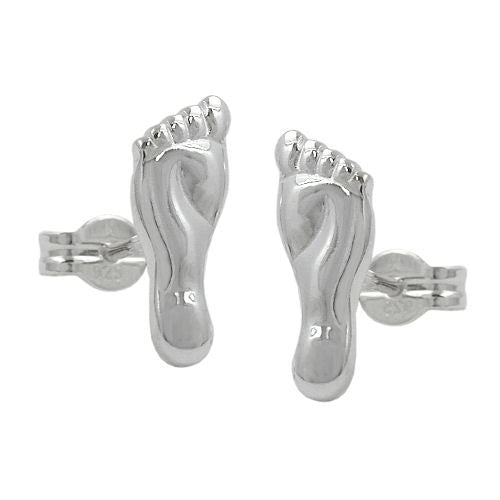 Ohrstecker Füße glänzend Silber 925