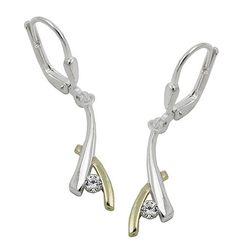 Ohrringe Brisur bicolor Zirkonia Silber 925