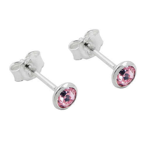Ohrstecker Zirkonia pink Silber 925