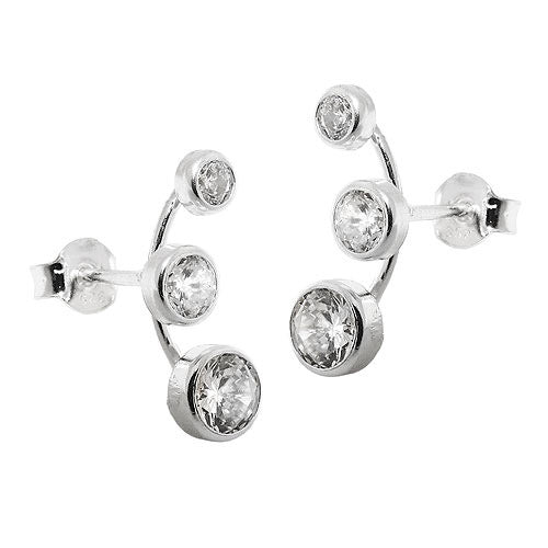 Ohrstecker je 3x Zirkonia Silber 925