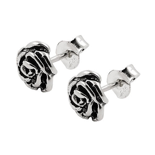 Ohrstecker Blume geschwärzt Silber 925