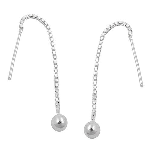 Ohrringe Durchzieher Kette mit Kugel Silber 925