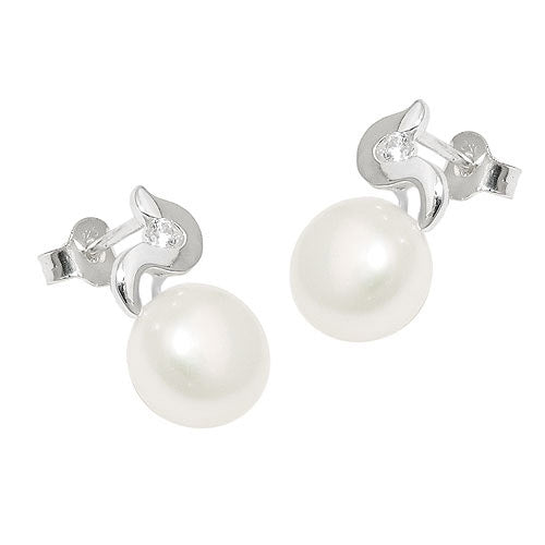 Ohrstecker Perle mit Zirkonia Silber 925