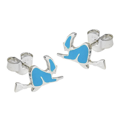 Ohrstecker Hexe blau-emailliert Silber 925