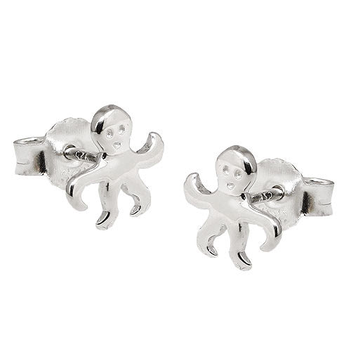 Ohrstecker Krake rhodiniert Silber 925