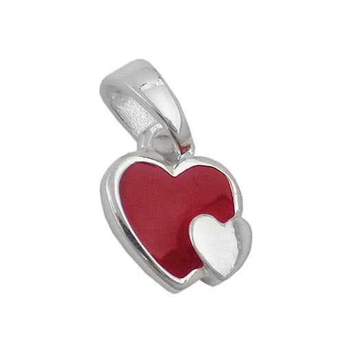 Anhänger Herzen rot-silber Silber 925
