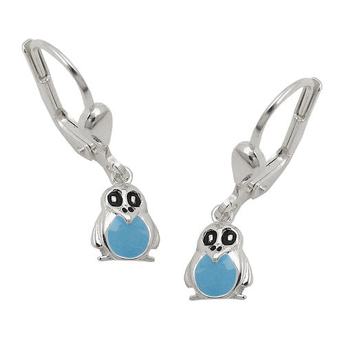 Ohrringe Brisur Pinguin blau Silber 925