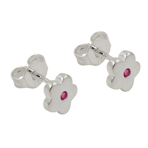 Ohrstecker Blume pink-farbig Silber 925