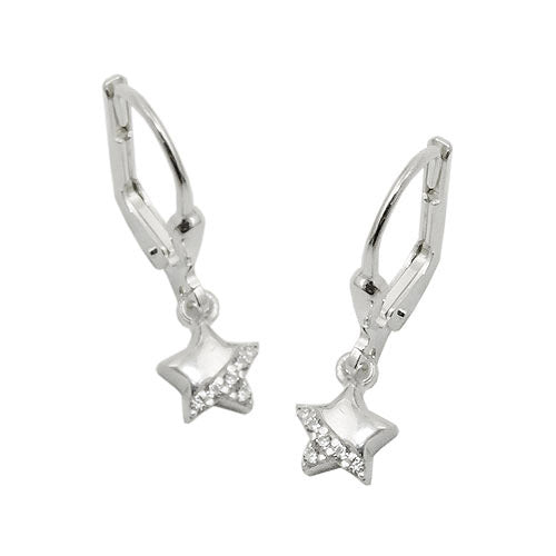 Ohrringe Brisur Stern glänzend mit Zirkonia Silber 925