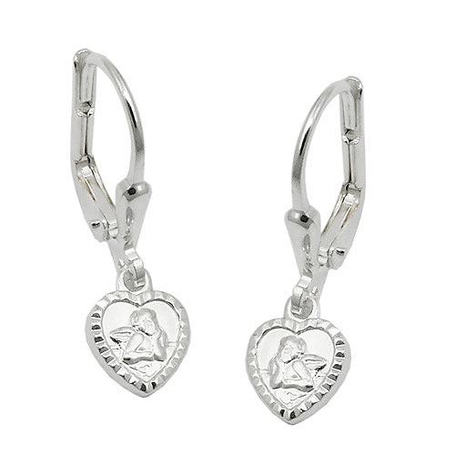 Ohrringe Brisur Herz mit Engel Silber 925
