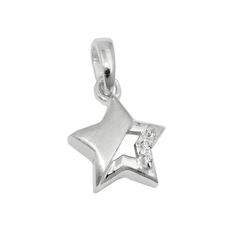 Anhänger Stern Zirkonia teilmatt Silber 925