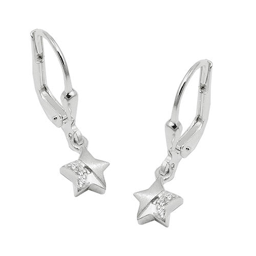 Ohrringe Brisur Stern mit Zirkonia teilmattiert Silber 925